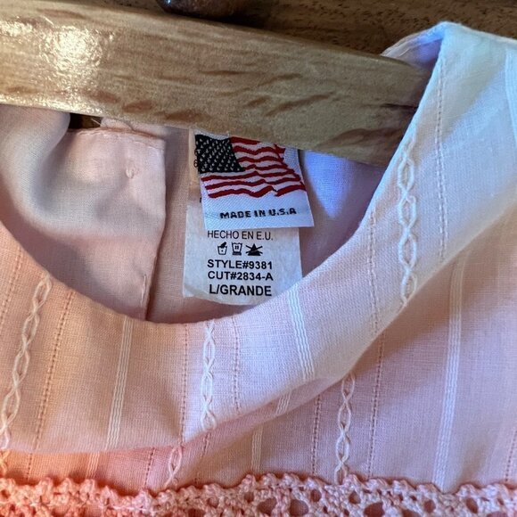 Custom Dyed Orange Ombre Dress with Lace Trim, Wide Sash & Bonnet - Picture 5 of 6